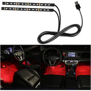 Car LED Strip Light, 24 LEDs Vehicle Neon Interior Atmosphere Lamp, 12V USB Port Auto Decor Under Dash Ambient Night Light Strip Accessories, Universal SUV, Sedan, Truck (Red) underglow  install  easy tecno beast