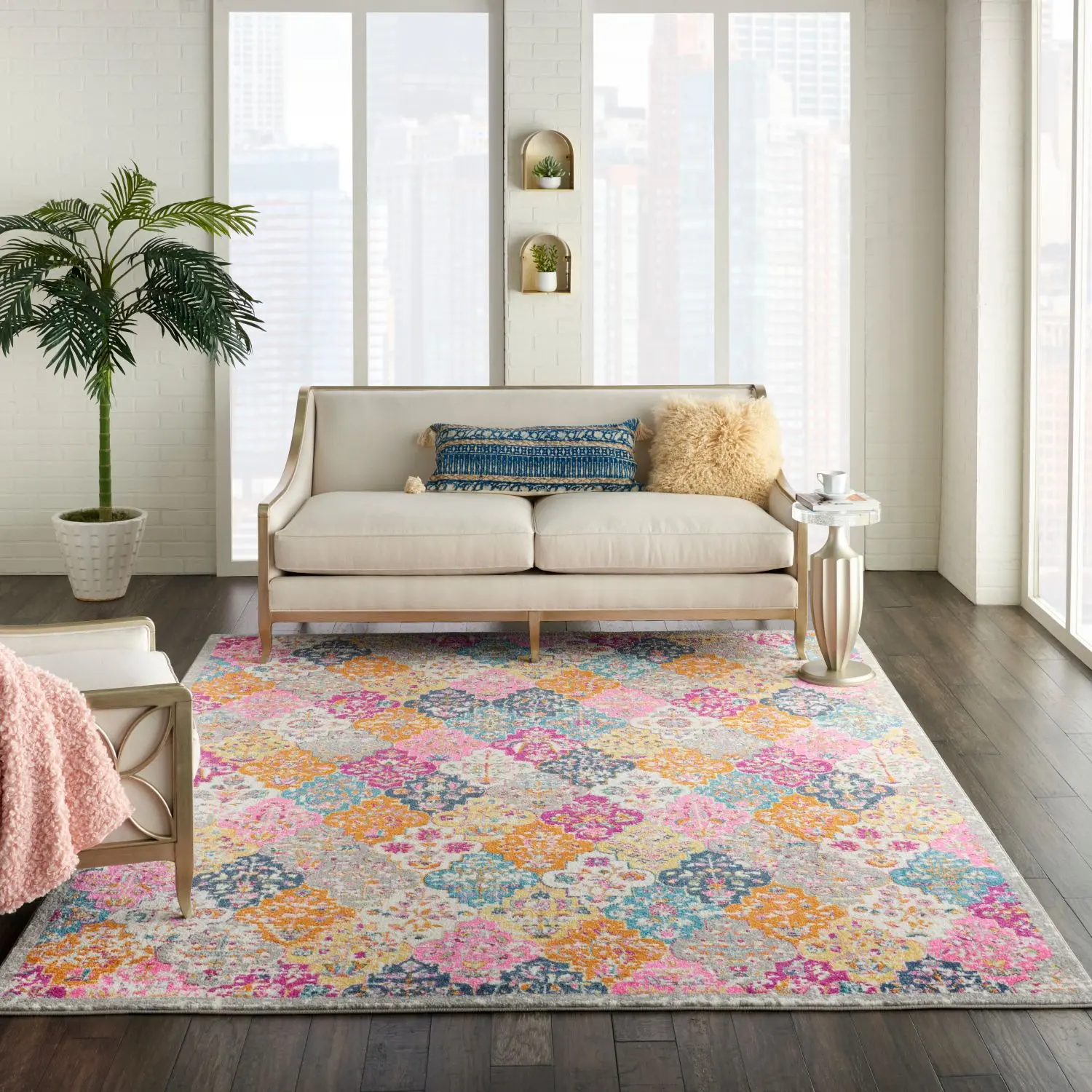 Nourison Passion Decorative Area Rug - Farmhouse, Bohemian Style Rugs with Flower Pattern, Indoor Room Decor Home Accessory, Flower Pattern Rugs