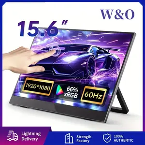 W&O 15.6-inch Portable Monitor 16:9 Full HD 1920*1080P IPS Laptop Display with Stand USB-C Freesync HD Video Game Monitor 0.3-inch Ultra-thin Lightweight for Travel Office Use Touchscreen Monitor