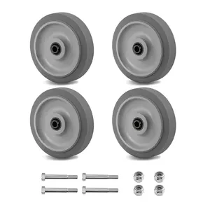5 Inch Thermoplastic Rubber Caster Wheels (Set of 4) - Heavy Duty Precision Bearing Non-Marking 275 lbs Load Capacity Each Floor Protective Ideal for Industrial Carts and Equipment