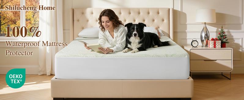 Shilucheng Waterproof Cooling Mattress Protector,6''-18''Deep Pockets Bamboo Cooling Noiseless Must-have Home Decor Washable Breathable Mattress Protector