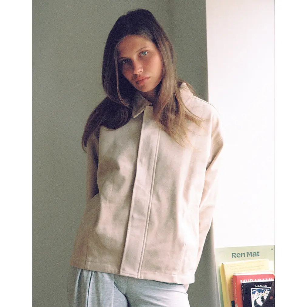 Dante Boxy Jacket in Faux Suede Tan