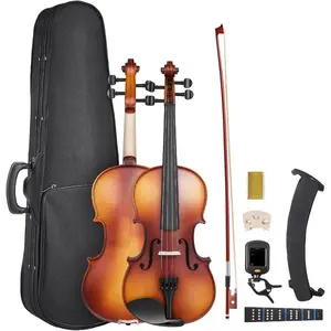 VEVOR Violin 4/4 Full Size for Adults, Violin Fiddle Set for Beginners Student with Hard Case, Rosin, Bow, Shoulder Rest, Bridge, Tuner and Extra Strings, Professional Solidwood Instruments (Black)VEVOR Super Brand Day