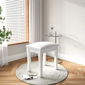 [SOIYELIFE] Vanity Stool Makeup Bench Dressing Stool with Cushion and Solid gs,White