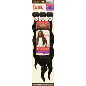 Batik Weaving Attention Wave 20"22"24"" + 4 x 4 HD Lace Closure