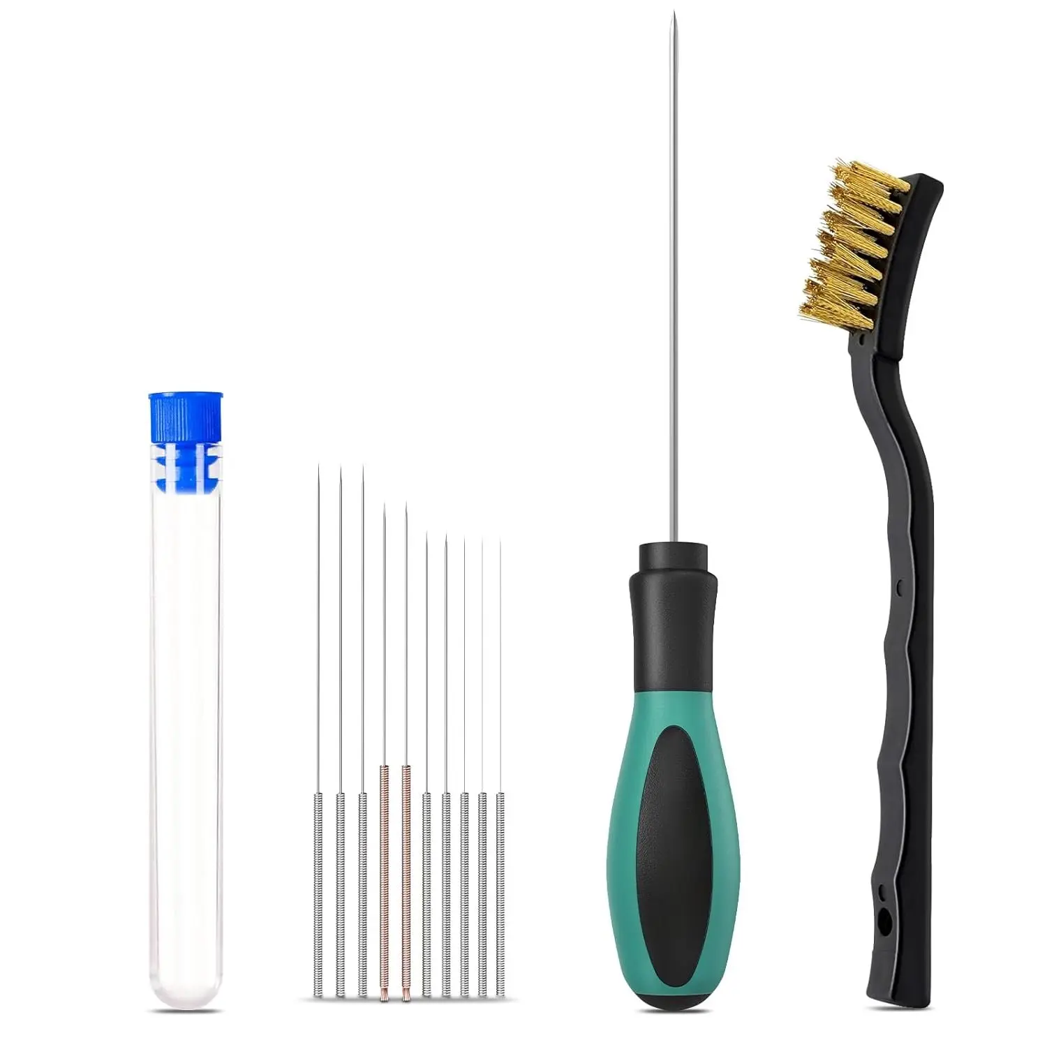 3D Printer Nozzle Cleaning Kit, 3D Printer Cleaning Kit with Soft Rubber Handle, 0.4mm Nozzle Cleaning  and Copper Wire Brush, 3D Printer Tools Kit for 1.75mm Nozzles