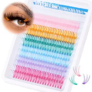 Colored Lash Extension Individuals 280 Pcs Colored Eyelashes Clusters 7 Colors Wispy 16MM 18MM Colorful Eyelash Extensions DIY at Home