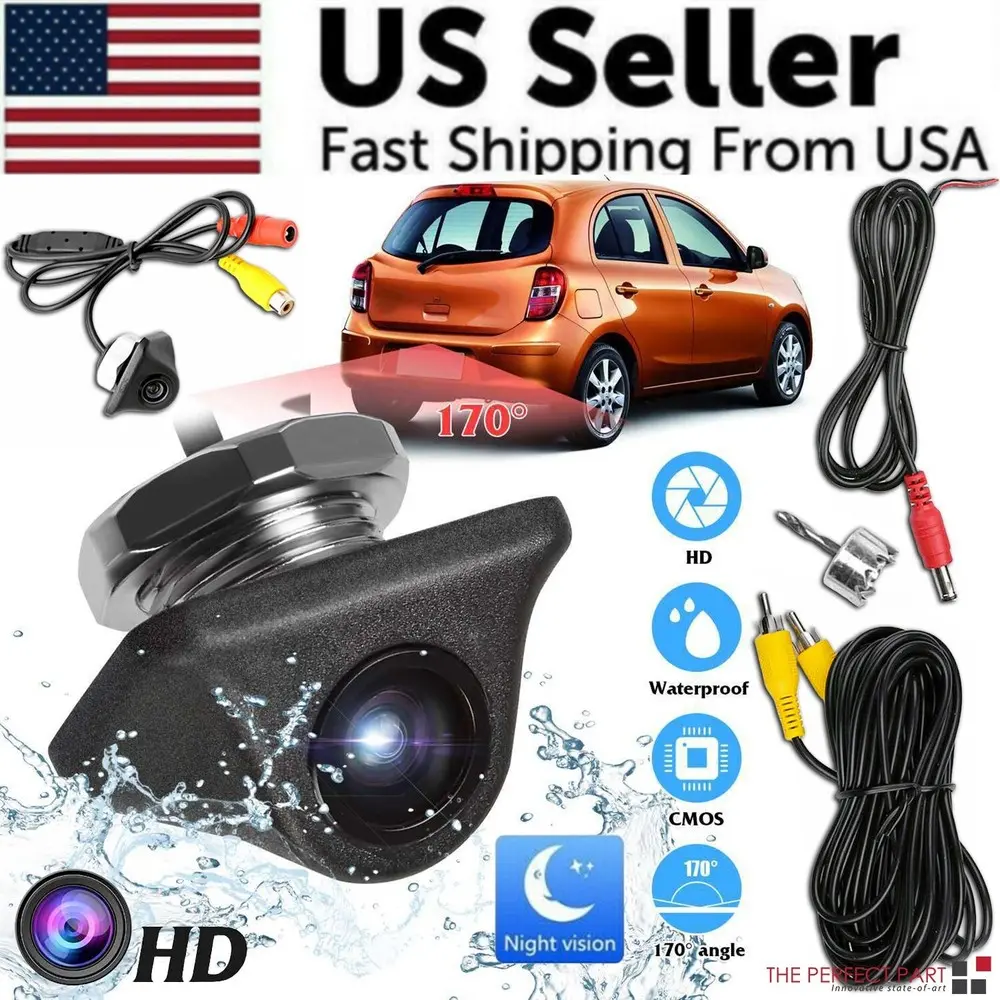Rear View Reverse Backup Camera Parking 170°Wide Angle Night vision Adjustable