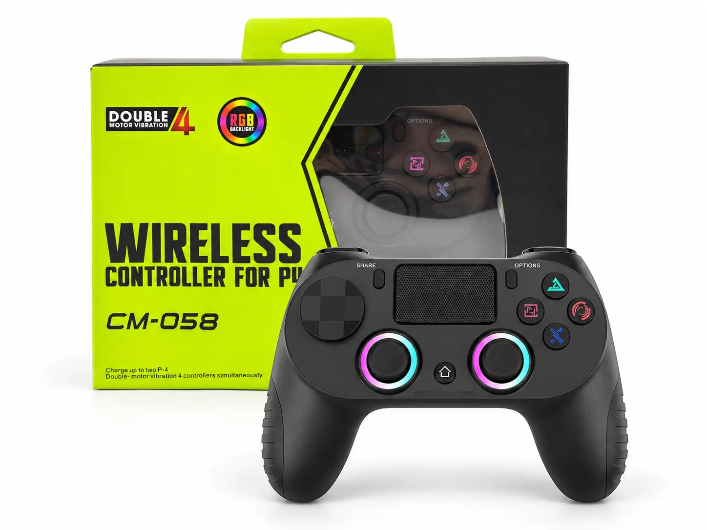 Wireless Gaming Controller for PS4, PC, Android, iOS & Steam Deck, Bluetooth Gamepad with RGB LED Joysticks, Wired Connection Support