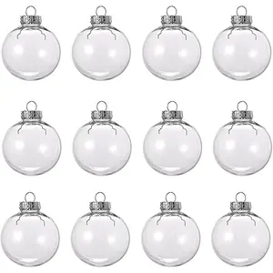 12 Pcs 3.15 Inch Clear Plastic Fillable Ornament Balls with Removable Top, DIY Hanging Round Balls Perfect for Christmas Tree Wedding Party Decoration