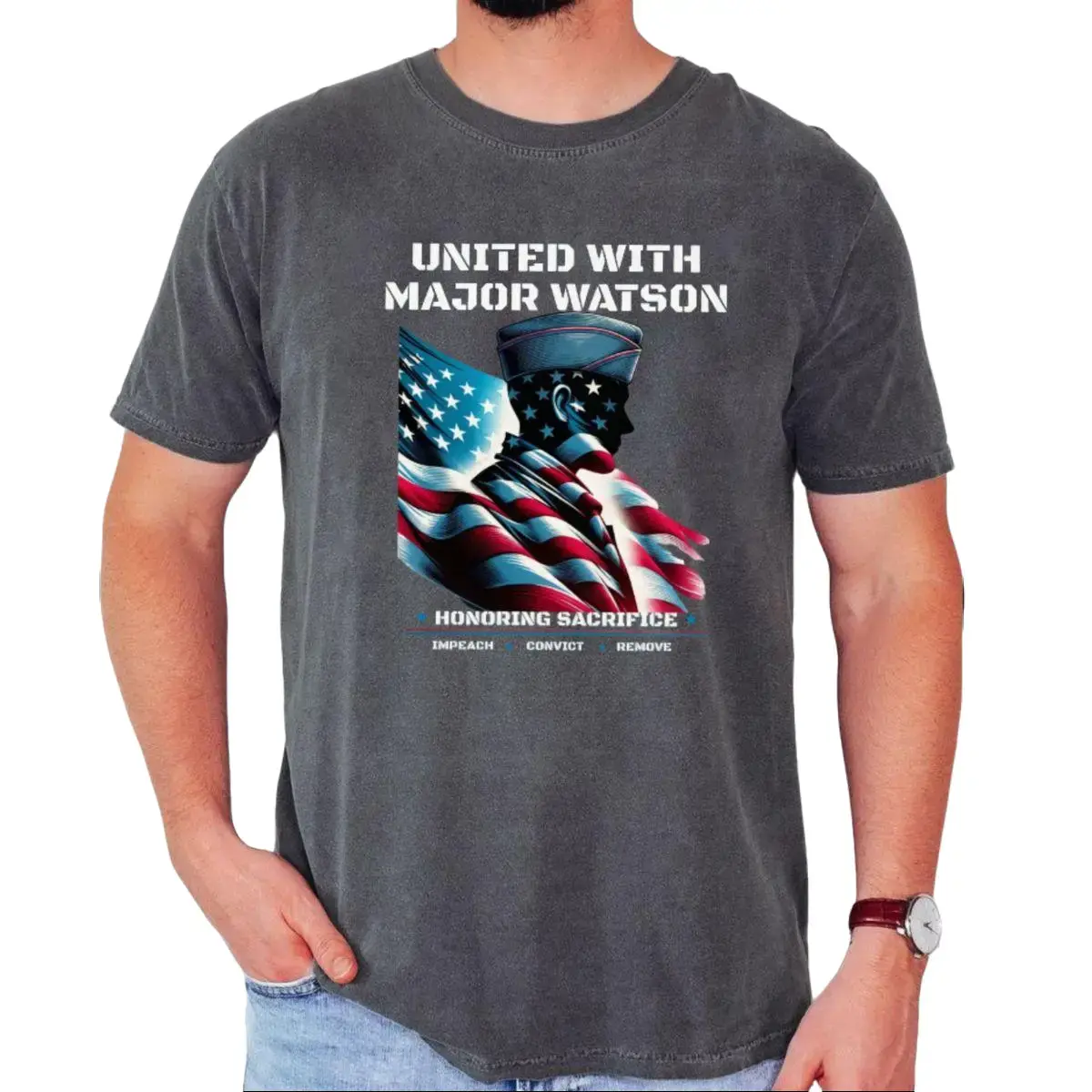 Comfort Colors Unitedd With Major Watson Shirt, Impeach Convict Remove T Shirt, Patriotic Military Protest Tshirt, Political Tee, Casual Clothing