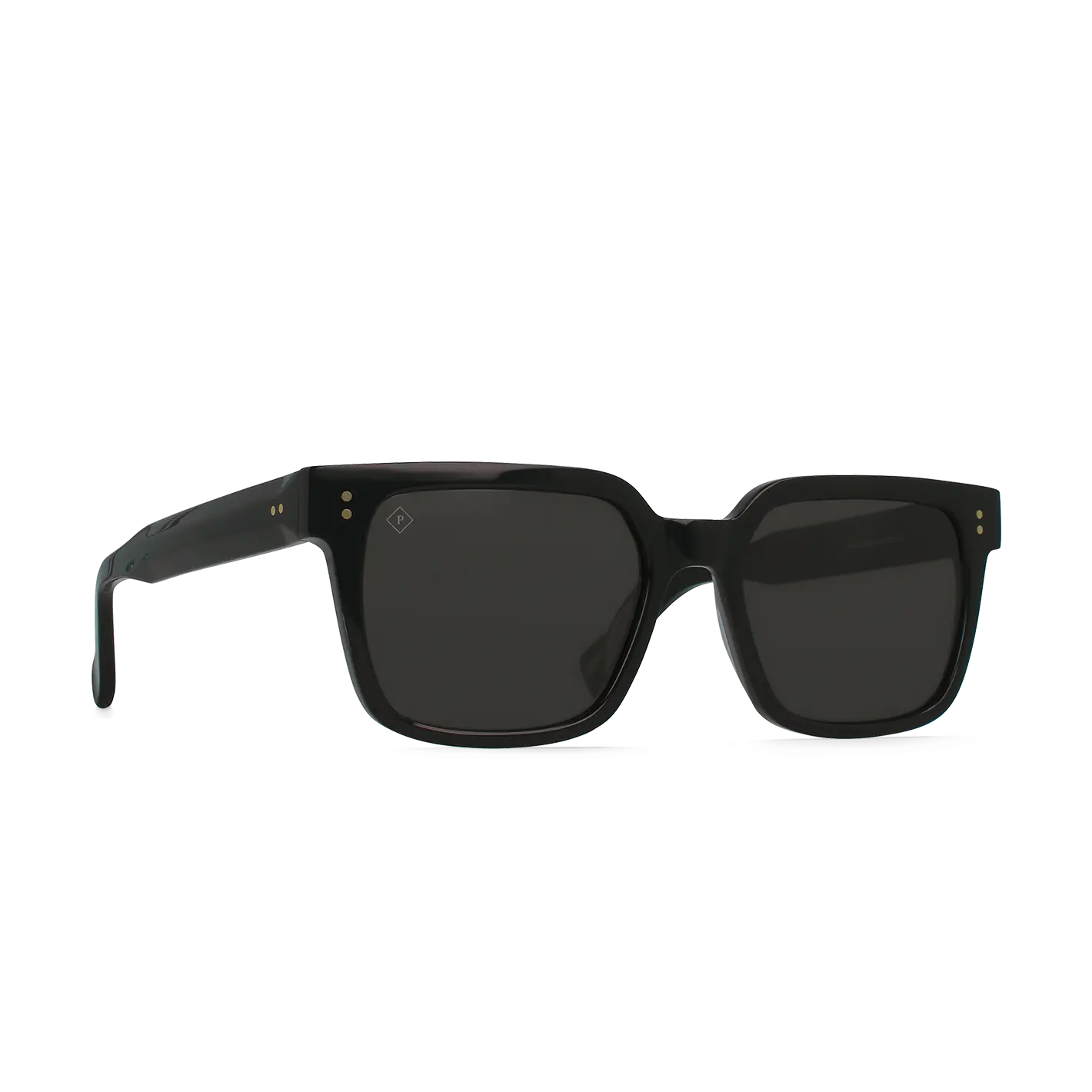 RAEN WEST-Recycled Black Smoke Polarized-55 Square Acetate Sunglasses with Bold Blocky Design & Full Coverage Lenses