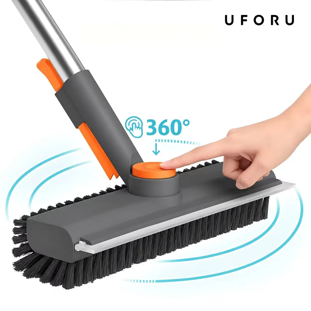 UFORU Rotating Gap Brush - Extendable Adjustable Home Cleaning Broom for Gaps, Sliding Door Tracks, Bathrooms, Kitchens, Apartments, Enables No-Touch Hard-to-Reach Messes Cleaning
