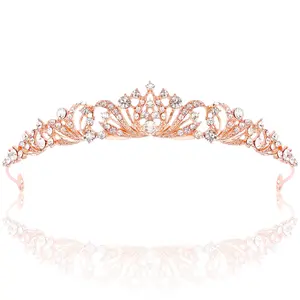 Wedding Tiara Rose Crowns For Women Corona Para 15 Anos Quinceaneras Princess Bride Prom Quinceanera Birthday Crown Hair Accessories