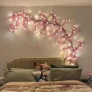 [Mothersdaygift] LED Cherry Blossom Rose Twig Fairy Light, 1.8m Flexible LED Branch String with 8 Lighting Modes, Outdoor Indoor Decorative Tree Vine Lights for Wedding Party Garden Christmas Decor