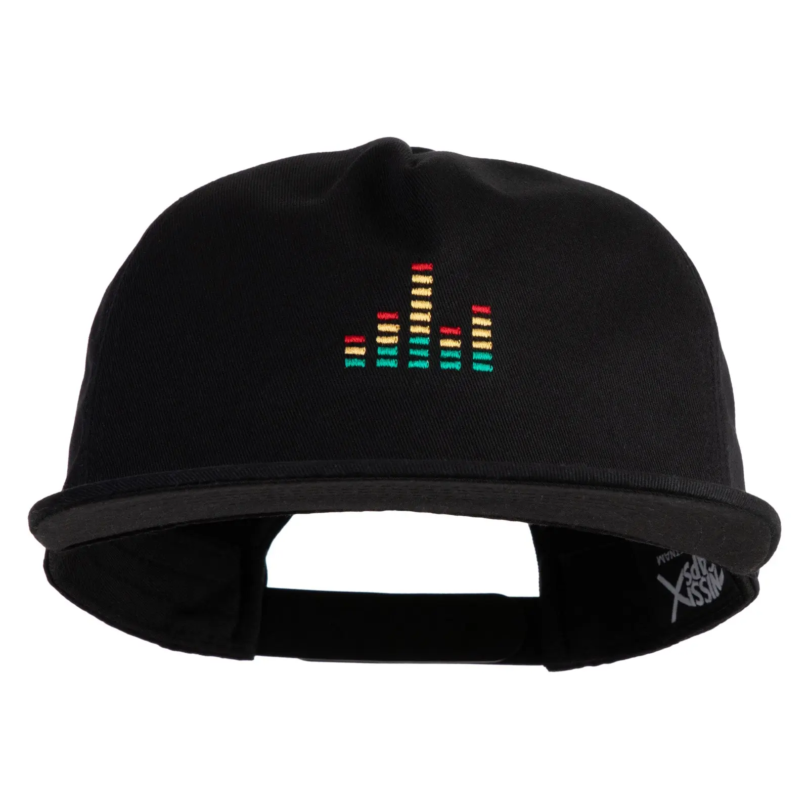 Sound Equalizer Embroidered 5 Panel Cotton High Profile Flat Bill Unstructured Cap