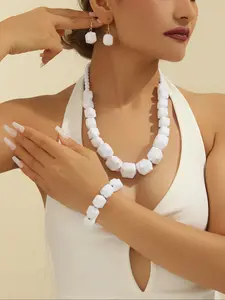 Handcrafted Acrylic Necklace Earring Bracelet Set, Unique Jewelry Gift for Women, Stylish Handmade Accessories
