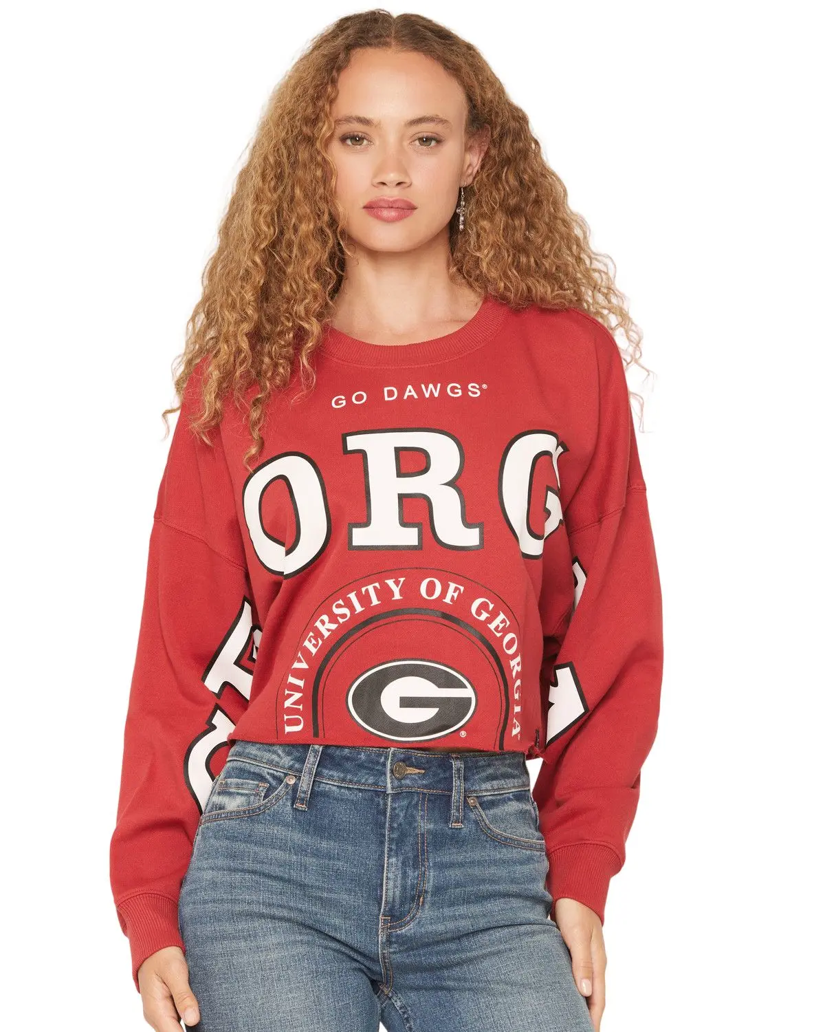 Gameday Women's Women'S Uga Split Long Sleeve Cropped Graphic Tee - Uga1-Phippspl-Cls500