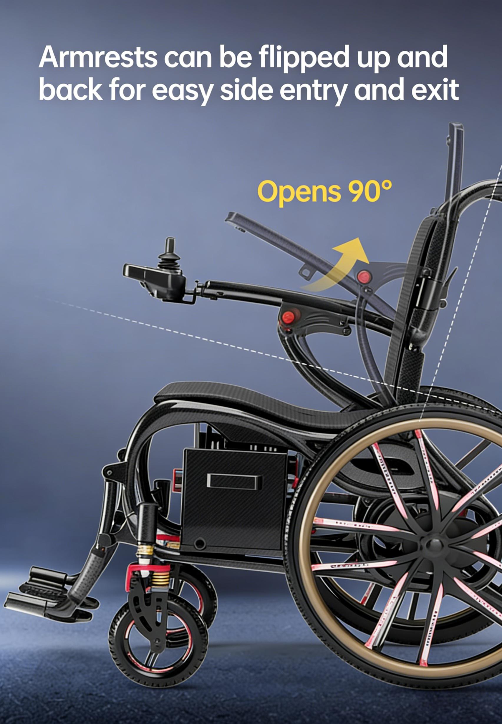 Zigtik EW9 Adults Electric Wheelchair Lightweight Folding - 15 Miles Long Travel Motorized Mobility Chair