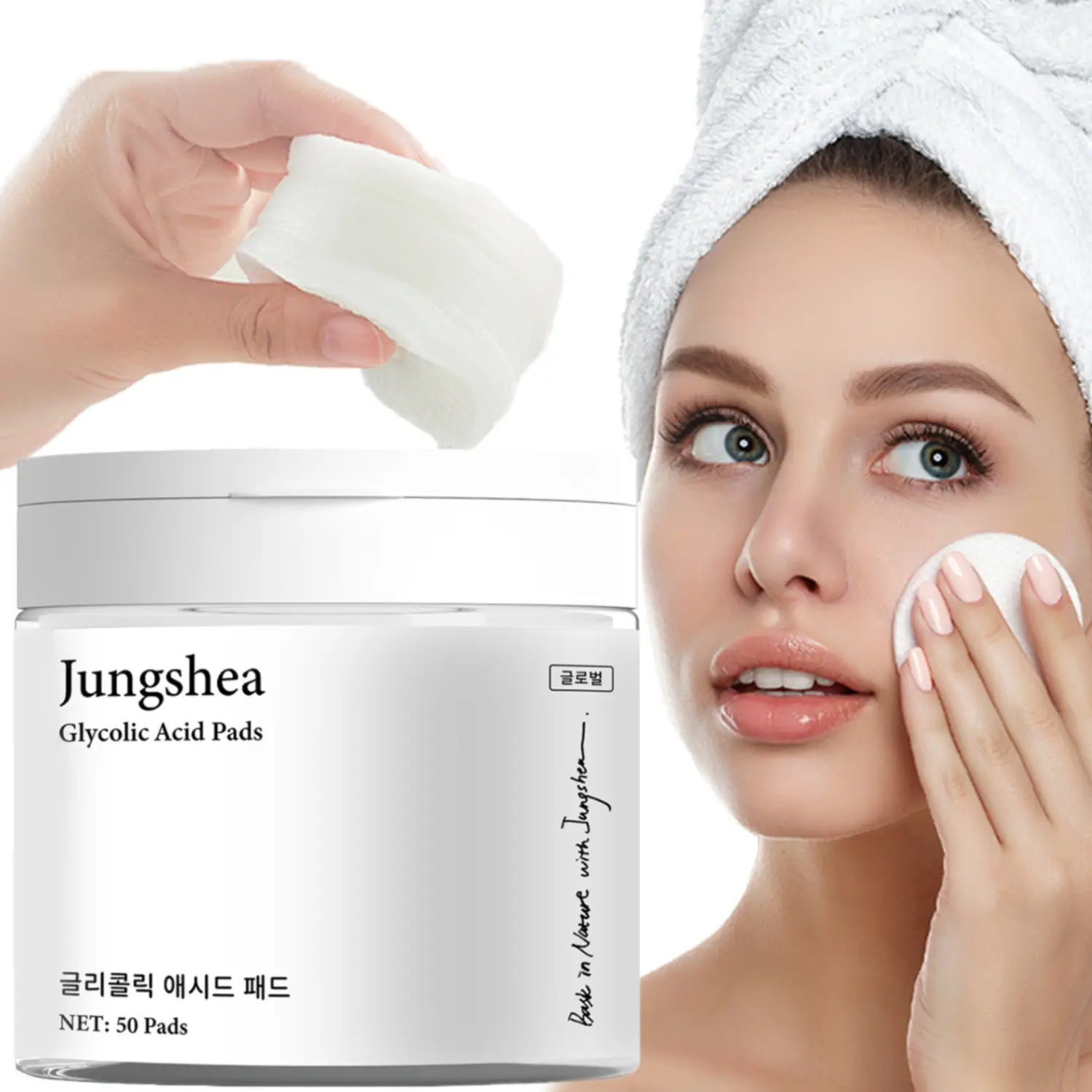 JUNGSHEA Glycolic Acid exfoliate Pads for Acne, AHA pads Blackheads & Whiteheads - Reduce Pimples & Clogged Pores
