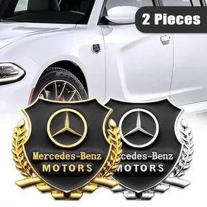 2Pcs For Mercedes Benz AMG W210 W108 W168 GLC W176 W124 W126 W140 W169 Auto Accessories 3D Metal Car Body Stickers Emblem Badge Decoration Decal Car Decals Sticker For Cars