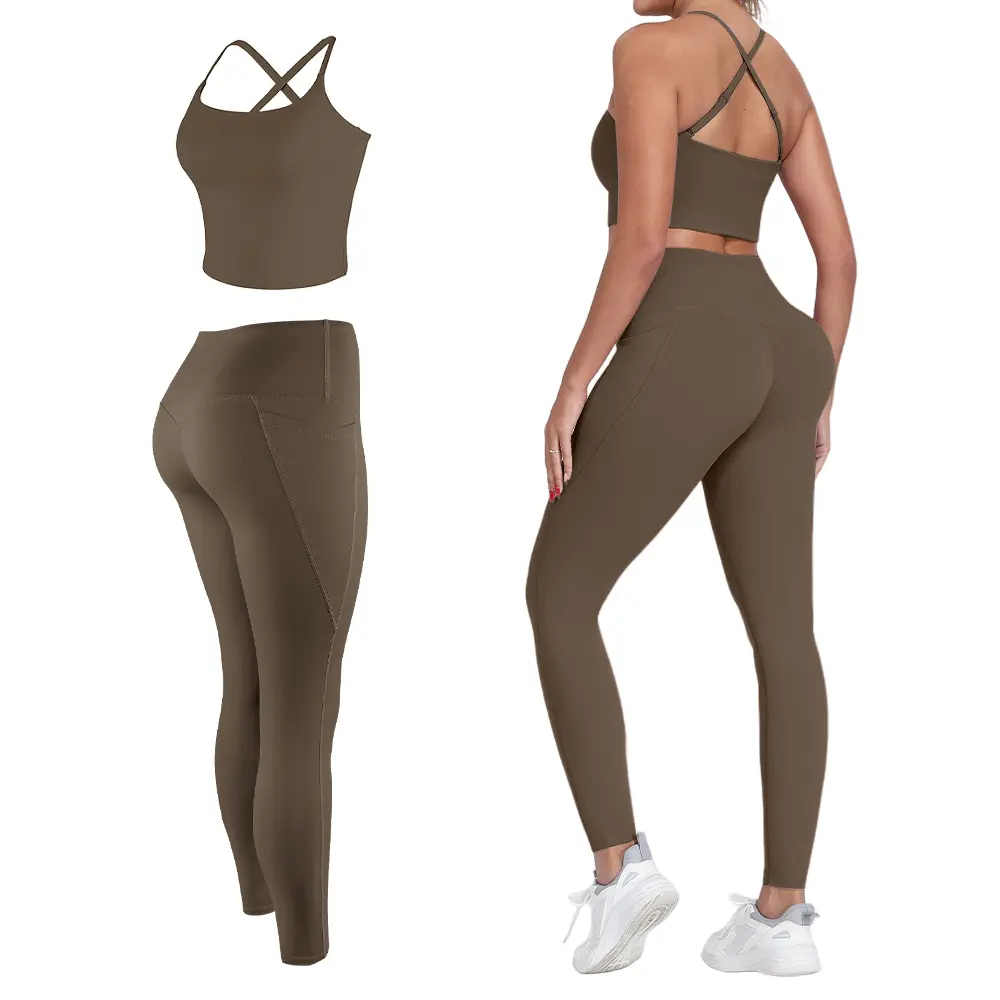 2-Piece Set - Bra+Legging - Coffee