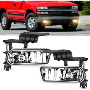 Fog Light Assembly Compatible with 1999 2000 2001 2002 Chevy Silverado 1500 2500 2001-2002 3500 2000-2006 Suburban Tahoe Clear Lenscar essentials car stuff