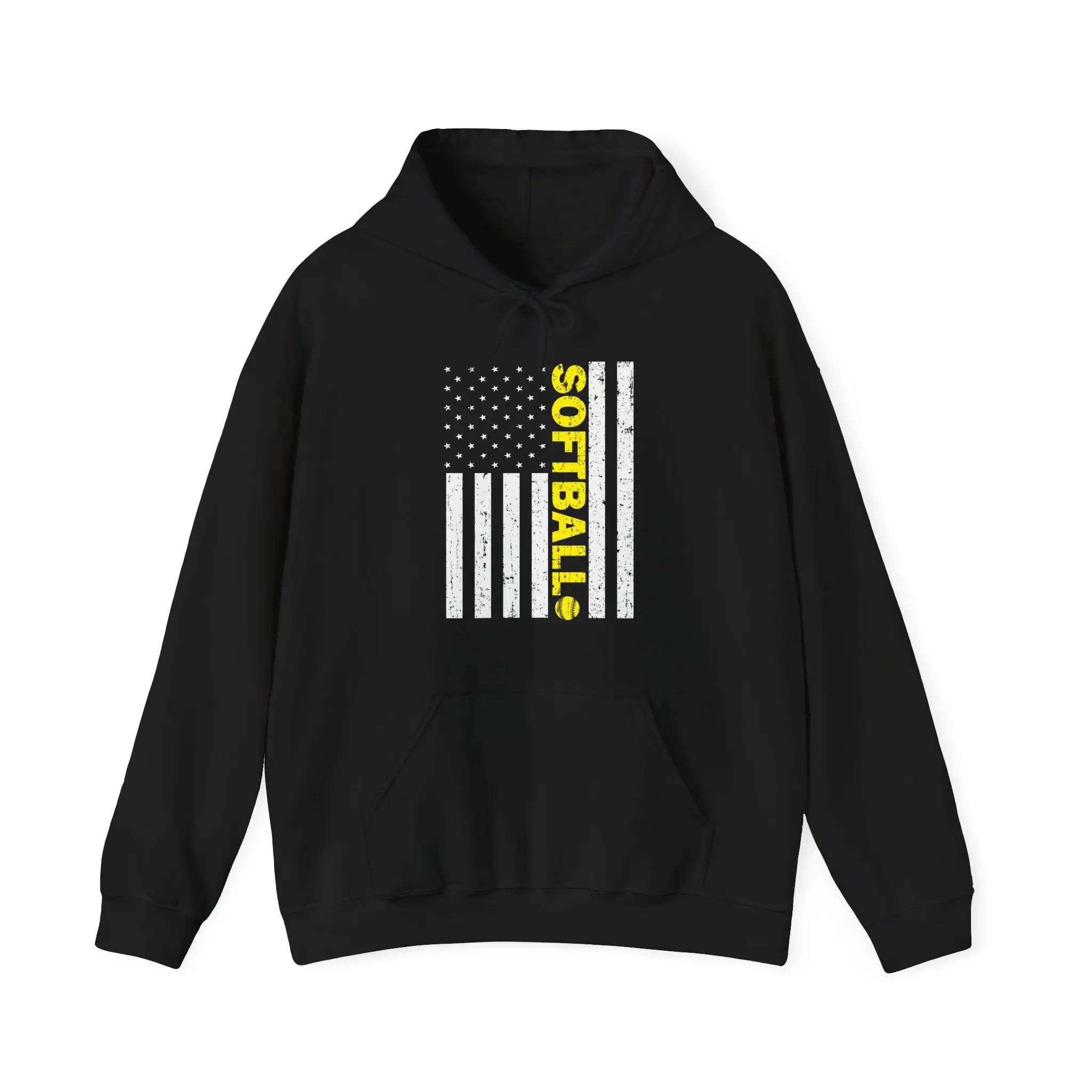 Softball Ball American Flag Fans Sport Players Supporters Hoodie, Men Women Softball Lovers Christmas Gifts Softball Hoodie