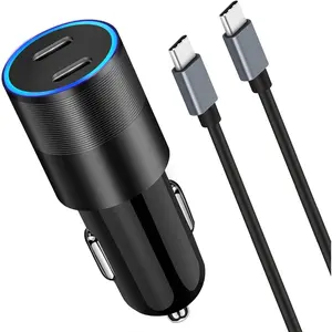 Fast USB C Car Adapter, Dual PD 3.0 Ports 60W Cigarette Lighter Charger for iPhone 16/15 Pro/Pro Max/Plus, iPad Pro 2022/Air 6/Mini 7, Google Pixel 9 Pro and Galaxy Phone+3.3ft Type C Cable Cord