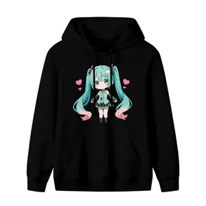 Hatsune Miku Anime Character Hoodie -Unisex Cute Anime Print,Vocaloid Anime Graphic Hoodie, Soft Breathable Fabric, Ideal for Daily Casual & Fan Gifts