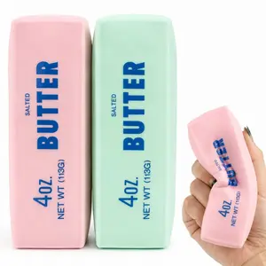 Squishy Toy Butter Stick Soft Squeeze Fidget with Crunchy Filling Cute Pink Mint Sensory Toy for Kids Teens Adults