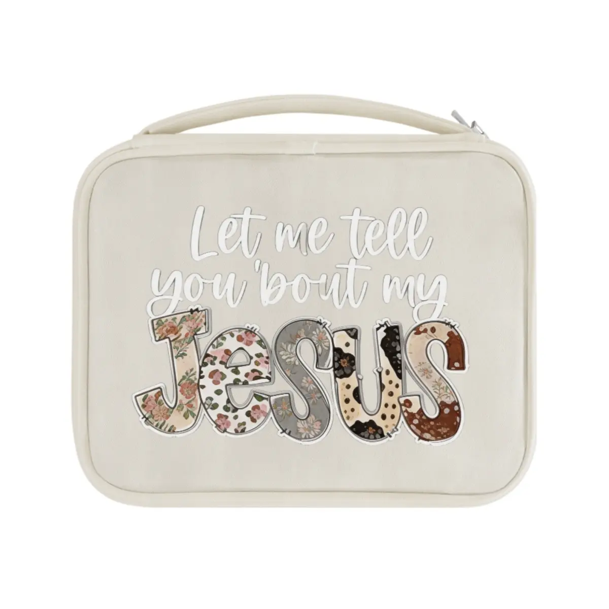 Bible Cover Case for Women, Large Bible Bag with Handle, Lightweight Christian Gift for Mom,"Let me tell you bout my Jesus"Design
