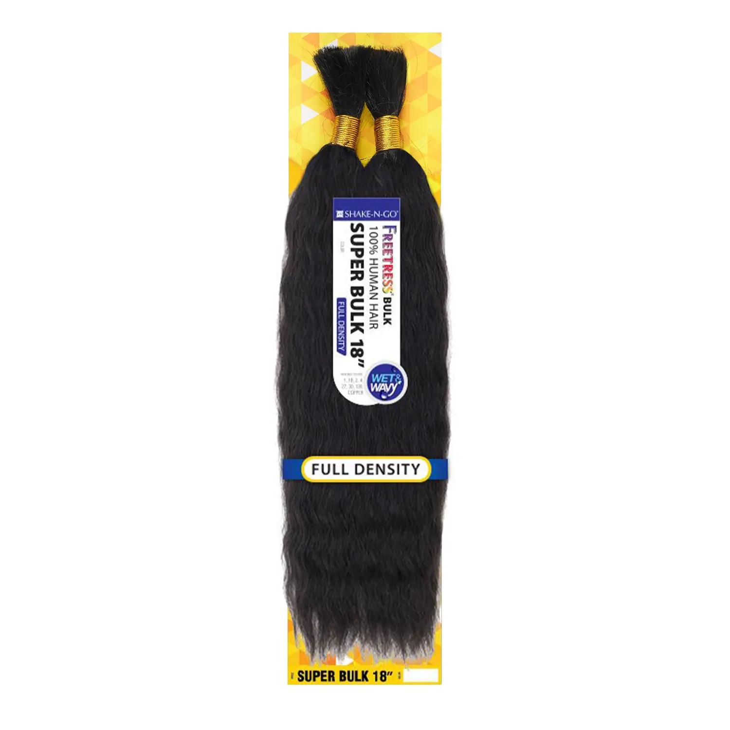 FreeTress 100% Human Hair Extensions - Wet N Wavy Super Bulk, 18" Body Wavy Weave with Braided Texture, Bulk Waves for Reducing Waste, Braided Hair Texture