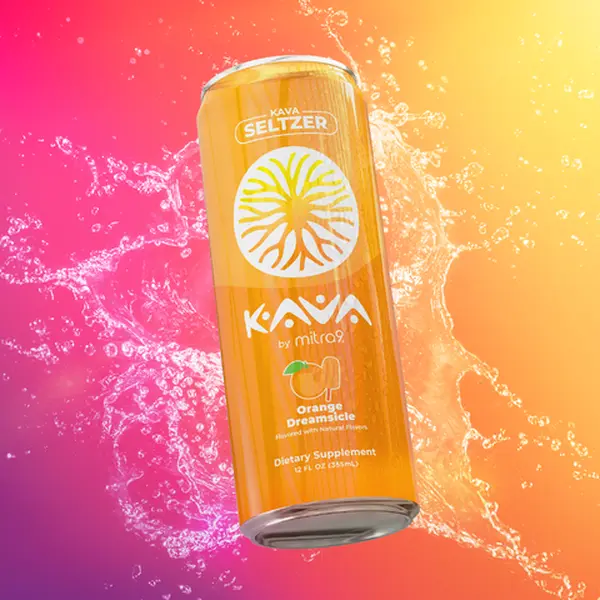 Kava by Mitra9 Orange Dreamsicle Seltzer - Plant Based - Promotes Natural Calm & Clarity (12 Fl. Oz) Beverage Drink Sparkling