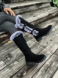 Women's Winter Snow Boots Comfortable Short Boots Soft Lining Anti-Slip Wear-Resistant Thick Sole Above Ankle Long Boot for Home and Outdoors