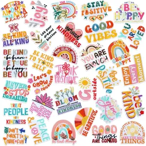 Inspirational Quotes Embroidery Patch, 32pcs/set Colorful Slogan Flower Embroidery Graphic Iron on Patch, DIY Clothing Accessories for Clothes, Jackets, Hats, Books, Backpacks