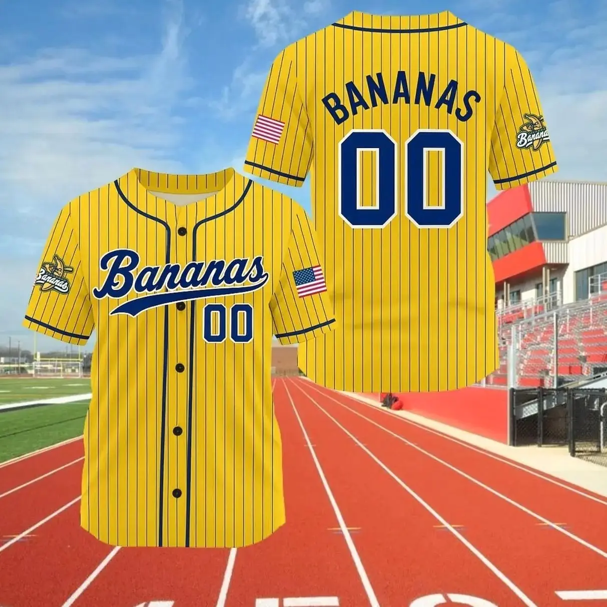 Banana Theme Baseball Jersey – Personalized Name & Number – Funny Fan Gift