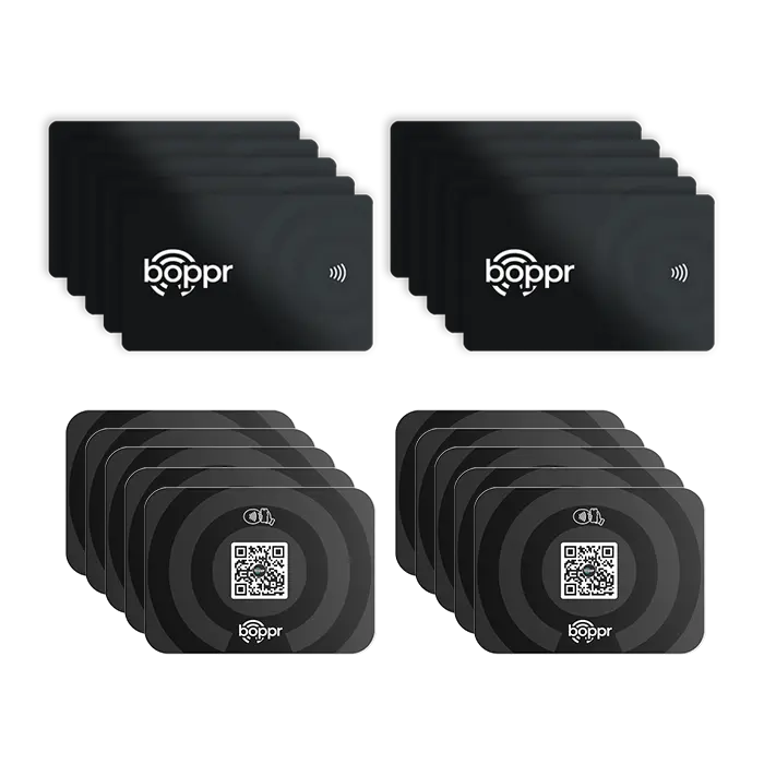 Boppr Bundle - 20 Pack - 10 Cards & 10 BopCards Digital Business Card - Tap To Share - NFC - iPhone & Android