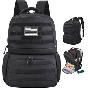 Laptop Lunch Backpack for Men, Tactical Inspired Utility Anti-Theft Waterproof 17inch Laptop Work Bag with Cooler Compartment Lunchbox
