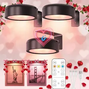3 Pack Rechargeable Dimmable Picture Lights with Remote - Magnetic Wireless Art Lighting, Dimmable Lamp for Paintings & Photo Frames, Renter-Friendly Timer Setting, Mood Decorative Lights, Light Dimmable outdoorfun