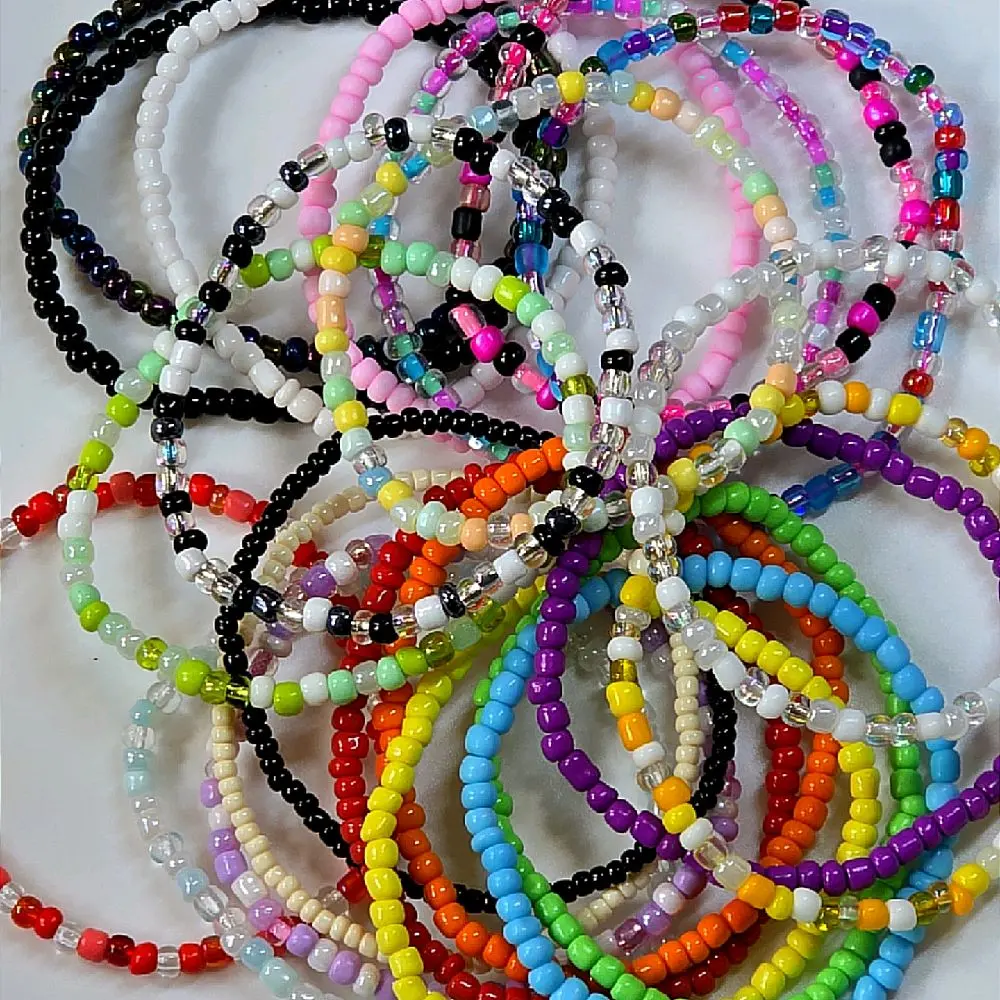 10-Pc Random Mix Boho Seed Bead Stretch Bracelet Set, Assorted Colors (Live: Customers Choice)