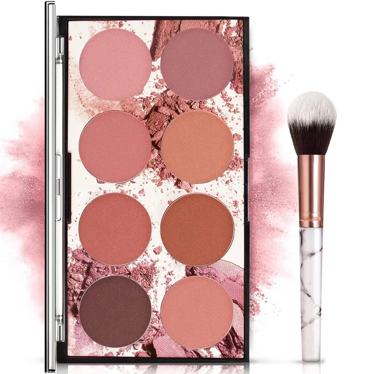 Matte Mineral Blush Powder Bright Shimmer Face Blush,Contour and Highlight Blush Palette
