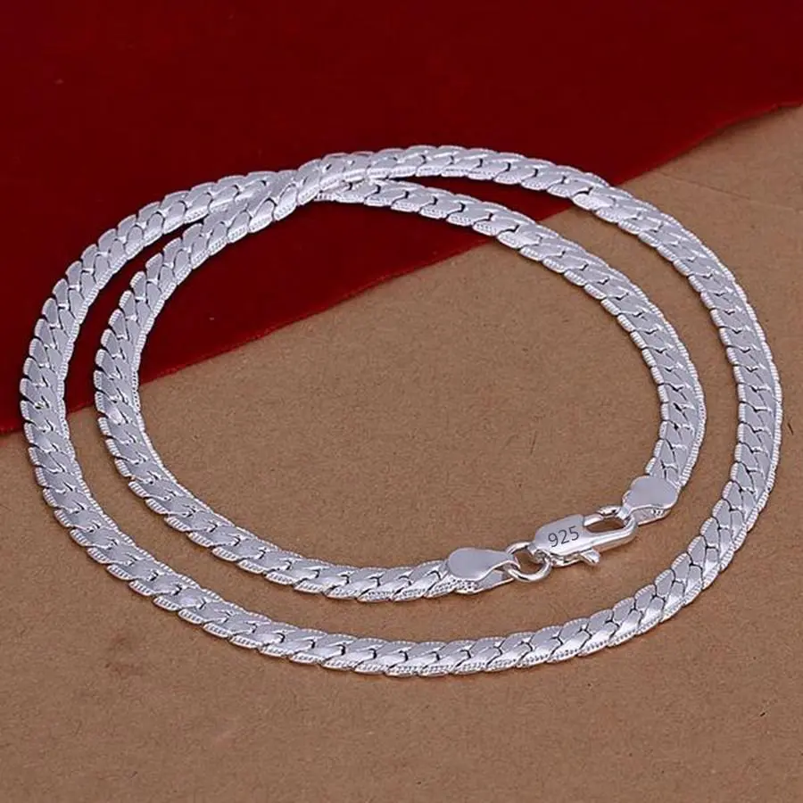 925 Sterling Silver 5mm Width Chain 16-24 Inch Necklace For Woman Men Fashion Wedding Engagement Jewelry Gift