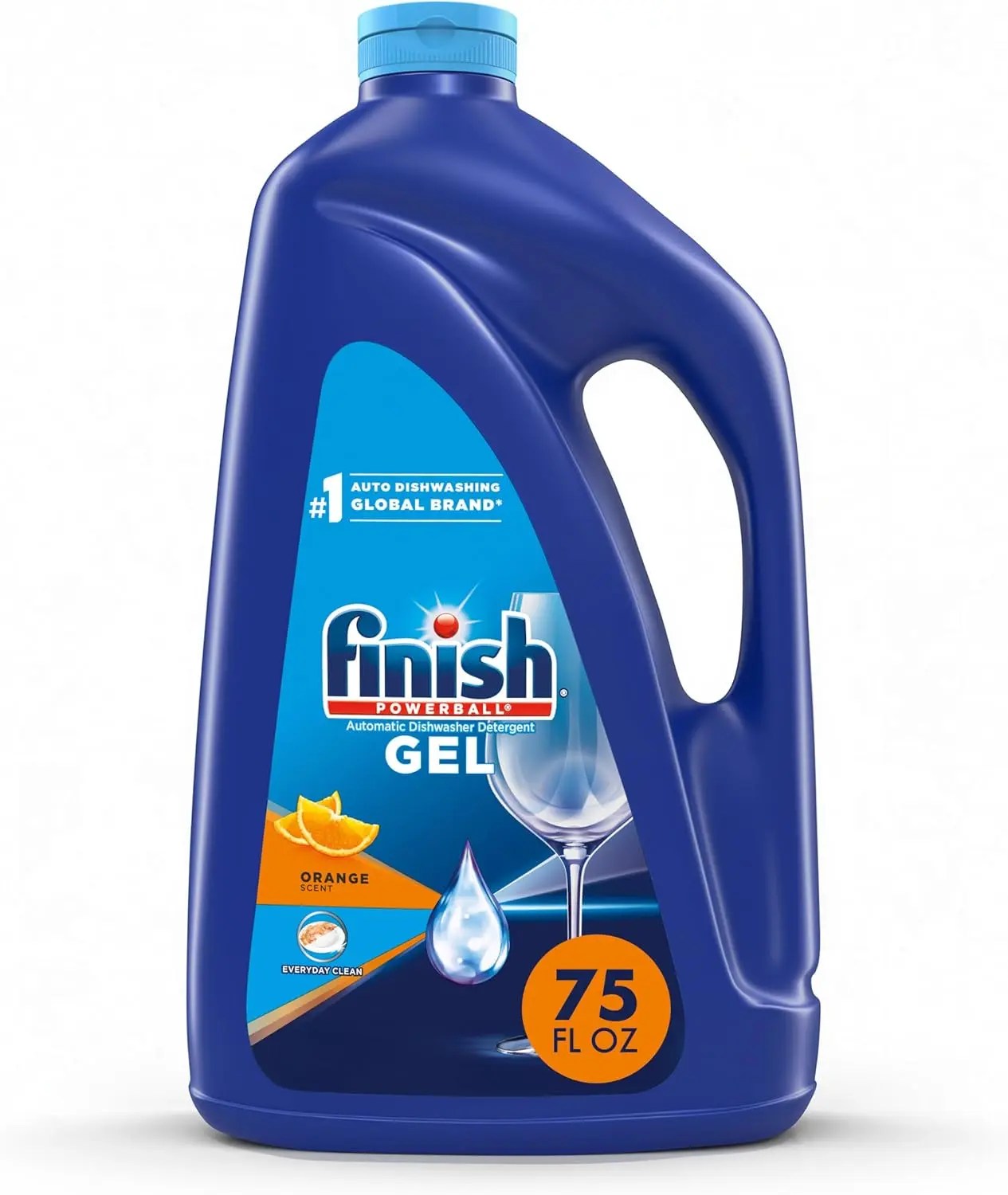 Gel Liquid Dishwasher Detergent, Advanced Deep Cleaning Power Dish Soap, Fights Tough Stains, Dishwasher Soap, Septic Safe & Plastic-Free Dish Detergent, Orange Scent, 75oz