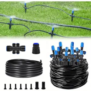 50ft Drip Irrigation Kit, Adjustable Fan-shaped Drippers for Garden Watering, Automatic Irrigation Equipment for Raised Bed and Plants Vegetable Garden, Adjustable Watering System