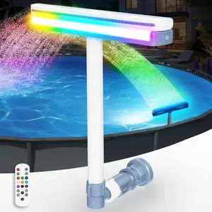 Upgraded Pool Fountain with Remote, Adjustable Waterfall Pool Sprinkler Fountains with Lights, Spray Water Fountains for Above Ground and Inground Pool for Cooling-Purple