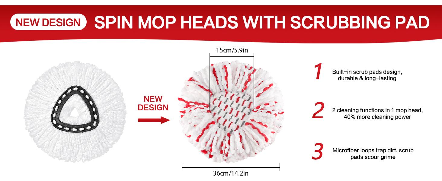 3 Pack Washable Spin Mop Head Replacements