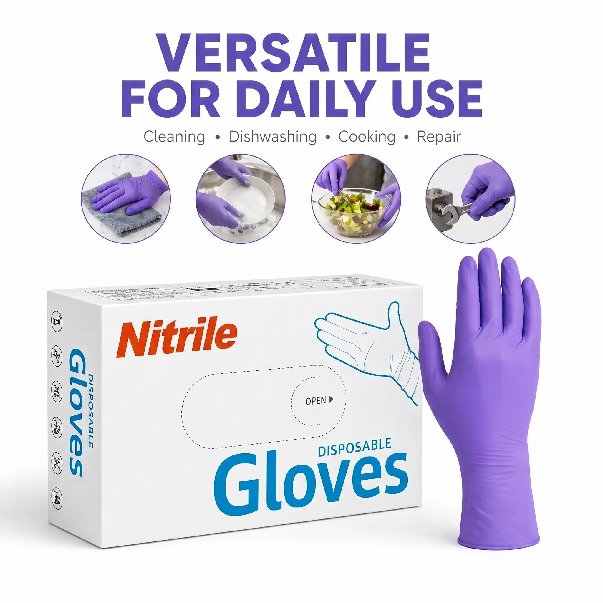 Cobalt Blue Disposable Nitrile Gloves, Powder Free Latex Free, 100 Count S/M/L/XL, Heavy Duty Protective Gloves for Cleaning Cooking Dishwashing Repair