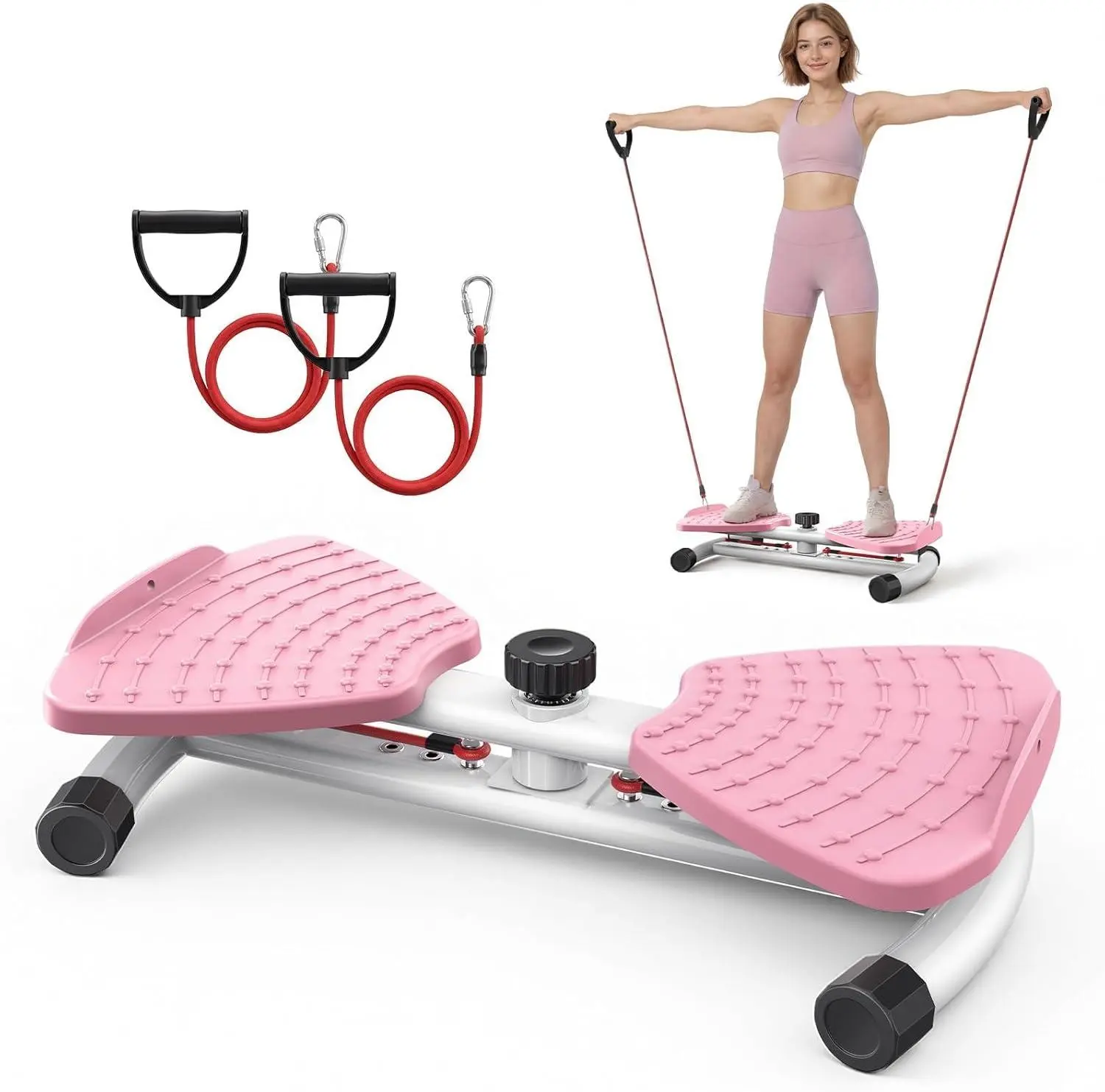 Unisex Twist Stair Stepper Exercise Machine - Mini Home Fitness Equipment with Resistance Bands, Adjustable Hydraulic Home Workout Station, Multifunction Full-Body Training Exercise Equipment