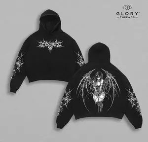 Gothic Y2k Anime Angel Cotton Hoodie, Angel Tee, Gothic Hoodie, Black Cotton Hoodie, 2k Clothing, Menswear Oversized Sweatshirts Tops,gym Fans